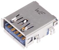 692121130100 Wurth Elektronik Right Angle, Through Hole, Socket Type A 3.0 USB Connector