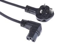 744-0950 RS PRO Right Angle IEC C15 Socket to Right Angle Type G UK Plug Power Cord, 2m
