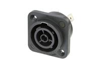 nac3fpx-wot-top Neutrik, NAC3FPX IP65 Black Solder Mount 2 + PE Industrial Power Socket, Rated At 16A, 250 V ac