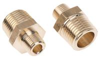 0121-21-10 Legris Brass Pipe Fitting, Straight Threaded Adapter, Male R 1/2in to Male R 1/8in