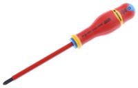 atd2x125ve Facom Pozidriv Insulated Screwdriver, PZ2 Tip, 125 mm Blade, VDE/1000V, 245 mm Overall
