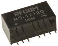 rs-1212d Recom RS DC-DC Converter, ±12V dc/ ±83mA Output, 9 → 18 V dc Input, 2W, Through Hole, +85°C Max Temp -40°C Min