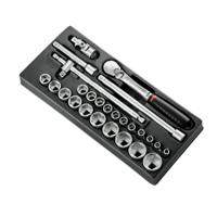 modsl161-46 Facom 26-Piece Metric 1/2 in Standard Socket Set with Ratchet, 6 point