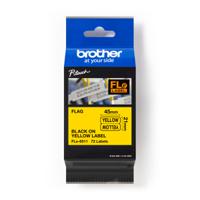 fle6511 Brother Black on Yellow Label Printer Tape, 45 mm Width, 45mm Label Length, 21mm Label Width