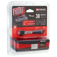 r2nanopb Facom 38-Piece Metric 1/4 in Standard Socket/Bit Set with Ratchet, 6 point