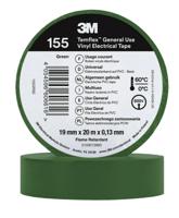3m-155-green-19mm-x-20m 3M Temflex 155 Green Vinyl Electrical Tape, 19mm x 20m