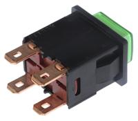16871104 Marquardt Illuminated Push Button Switch, Latching, DPDT, Green LED, 230V