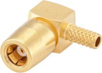 59k214-302l5 Rosenberger, Jack Cable Mount, Flange Mount SMB Connector, 50Ω, Crimp, Solder Termination, Right Angle Body