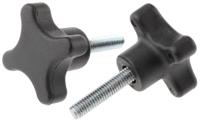 702-7692 RS PRO Black 4-Arm Clamping Knob, M6, Threaded Stud