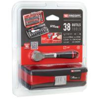 r181nanopb Facom 38-Piece Metric 1/4 in Standard Socket/Bit Set with Ratchet, 6 point