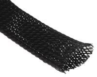 408-299 RS PRO Expandable Braided PET Black Cable Sleeve, 19mm Diameter, 30m Length
