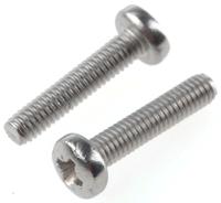 528-722 RS PRO Pozi M2.5 Pan A2 304 Stainless Steel Machine Screws DIN 7985 x 12.0mm