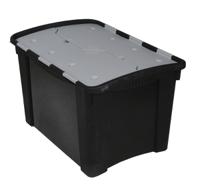 838-6551 RS PRO 60L Black, Grey PP Large Storage Box, 385mm x 595mm x 412mm