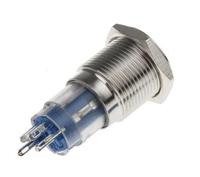 811-8424 RS PRO Illuminated Push Button Switch, Latching, Panel Mount, 16mm Cutout, SPDT, White LED, 250V ac, IP65, IP67