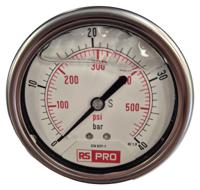 179-977 RS PRO BSP 1/4 Analogue Pressure Gauge 40bar Bottom Entry 63mm Outside Diameter