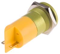 898-7769 RS PRO Yellow Panel Mount Indicator, 220V ac, 22mm Mounting Hole Size, Faston, Solder Lug Termination, IP67