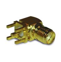 132136 Amphenol RF SMA Series, Jack Through Hole SMA Connector, 50Ω, Solder Termination, Right Angle Body