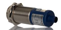 mic130iutc Microsonic Ultrasonic Threaded Barrel Proximity Sensor, M30, 2 m Detection 0-10 V/4-20 mA, 9 → 30 V dc