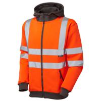 ss02-o-l Leo Workwear Orange Unisex Hi Vis Hoodie, L