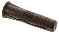 r-uno-brn-1000 RawlPlug Brown Plastic Wall Plug, 30mm Length, 7mm Fixing Hole Diameter