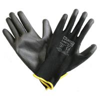 ln614-06 Liscombe Black Polyamide Polyamide Work Gloves, Size 6, Polyurethane Coating