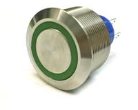175-8349 RS PRO Illuminated Push Button Switch, Momentary, Panel Mount, 25.2mm Cutout, SPDT, Green LED, 250V ac, IP67