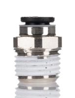 3175-06-13 Legris LF3000 Series Straight Threaded Adaptor, R 1/4 Male to Push In 6 mm, Threaded-to-Tube Connection Style