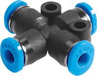 qsmx-3 Festo QS Series Cross Tube-to-Tube Adaptor, Push In 3 mm to Push In 3 mm, 153378