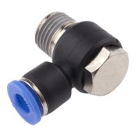 916-0851 RS PRO Elbow Threaded Adaptor, R 1/4 Male to Push In 6 mm, Threaded-to-Tube Connection Style