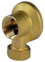 1314414 Sferaco Brass Pipe Fitting, Elbow Threaded Wall Tap Connection with Nut, Female 1/2in to Male 1/2in
