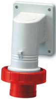 410-375 Scame IP66, IP67 Red Wall Mount 3P + E Right Angle Industrial Power Plug, Rated At 16A, 415 V