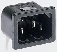 px057515pc Bulgin C14 Right Angle Snap-In IEC Connector Male, 10A, 250 V
