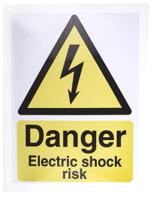 776-0995 RS PRO Black/White/Yellow Vinyl Safety Labels, Danger Electric Shock Risk-Text 200 mm x 150mm