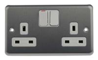 k2948brc MK Electric Albay Plus 2 Gang Plug Socket, 13A, Type G - British