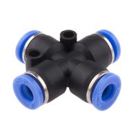 916-0928 RS PRO Cross Tube-to-Tube Adaptor, Push In 6 mm to Push In 6 mm, Tube-to-Tube Connection Style