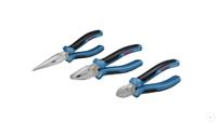 1600a016bg Bosch 1600A016BG 3-Piece Plier and Cutter Set, Angled, Bent, Flat, Straight Tip, 160 mm, 180 mm, 200 mm Overall