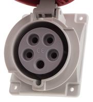 4183267 Scame IP66, IP67 Red Panel Mount 3P + N + E Heavy Duty Power Connector Socket, Rated At 32A, 415 V