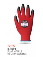 tg1170-11 Traffi Red Nitrile, Nylon Cut Resistant Gloves, Size 11, Nitrile Coating