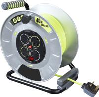 889-2501 RS PRO 40m 4 Socket Type G - British Cable Reel Open Reel, 240 V
