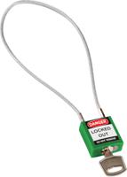 compact-cable-padlock-green-40cm-kd Brady Green 1-Lock Rugged Reinforced Nylon Body with Sheathed Steel Cable Keyed Padlocks & Safety Padlocks, 4.7mm