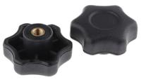 161-098 RS PRO Black Multiple Lobes Clamping Knob, M6, Threaded Hole