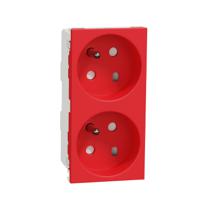 nu306103 Schneider Electric Red 2 Gang Power Socket, 2 Poles, 16A, French 2P, Indoor Use