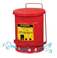 jcn09100rd Justrite Oily Waste Cans 900 Justrite flammable waste can 23L Red Flip Steel Flammable Waste Can