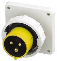 825 MENNEKES IP67 Yellow Panel Mount 3P Industrial Power Plug, Rated At 16A, 110 V