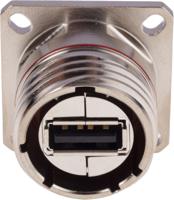 usbftv21n Amphenol Socapex Straight, Panel Mount, Socket- Single Port Type A 2.0 IP68 USB Connector