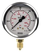 9626977 WIKA G 1/4 Analogue Pressure Gauge 600bar Bottom Entry 63mm Outside Diameter, UKAS