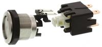 124168231124000 Schurter Illuminated Push Button Switch, Latching, Panel Mount, 19mm Cutout, DPDT, Blue LED, 125/250V ac, IP64 (Front);