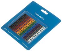 812-1225 RS PRO Clip On Cable Markers, Black, Brown, Green, Grey, Orange, Red, Violet, White, Yellow, Pre-printed "0 → 9"