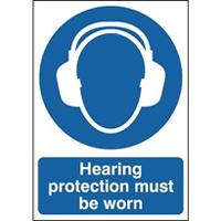 146-449 RS PRO Vinyl Polyester Mandatory Ear Protection Sign With English Text