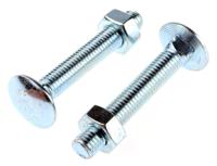 512-1118 Bright Zinc Plated Steel Coach Bolt, M10 x 65mm